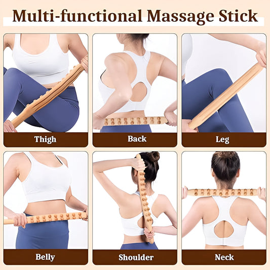 Multi-Functional Wooden Massager Stick Tool